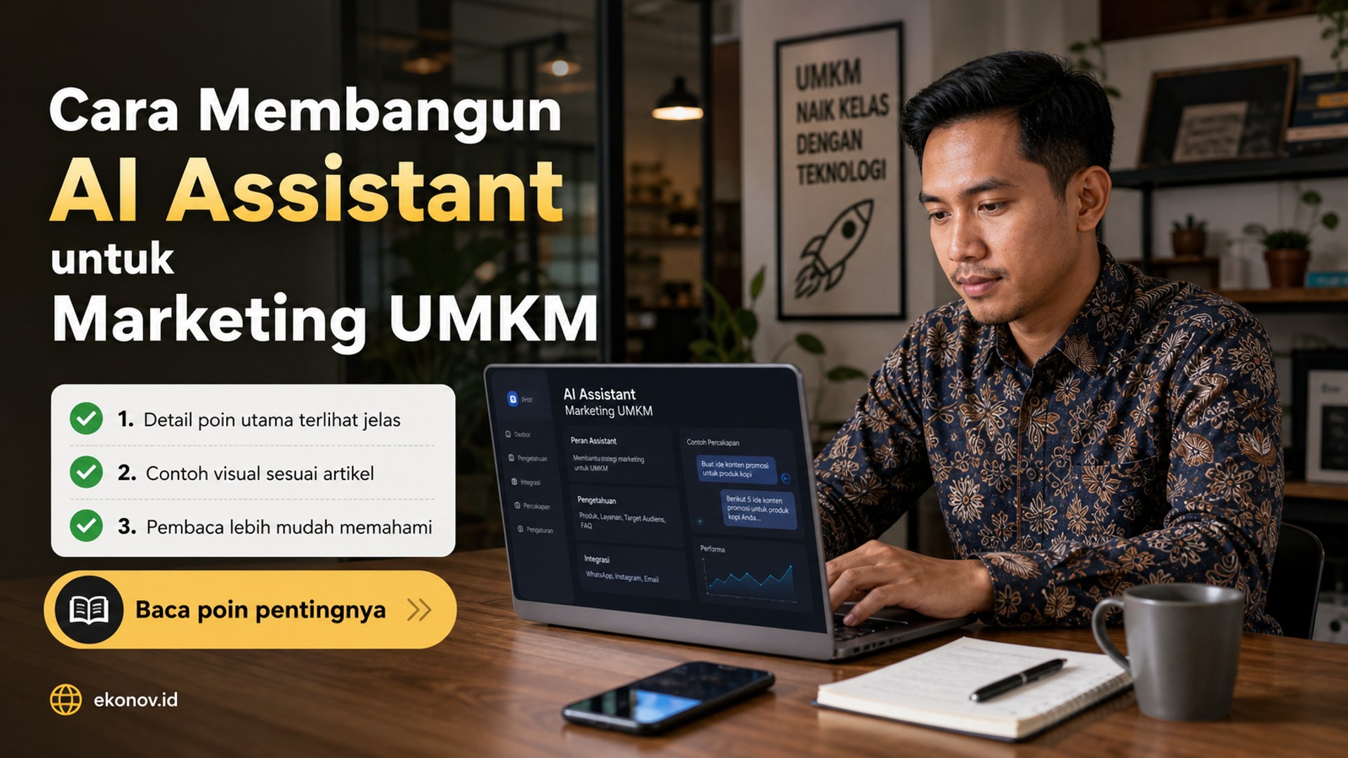 Ilustrasi cara scale up bisnis umkm - Cara Membangun AI Assistant untuk Marketing UMKM