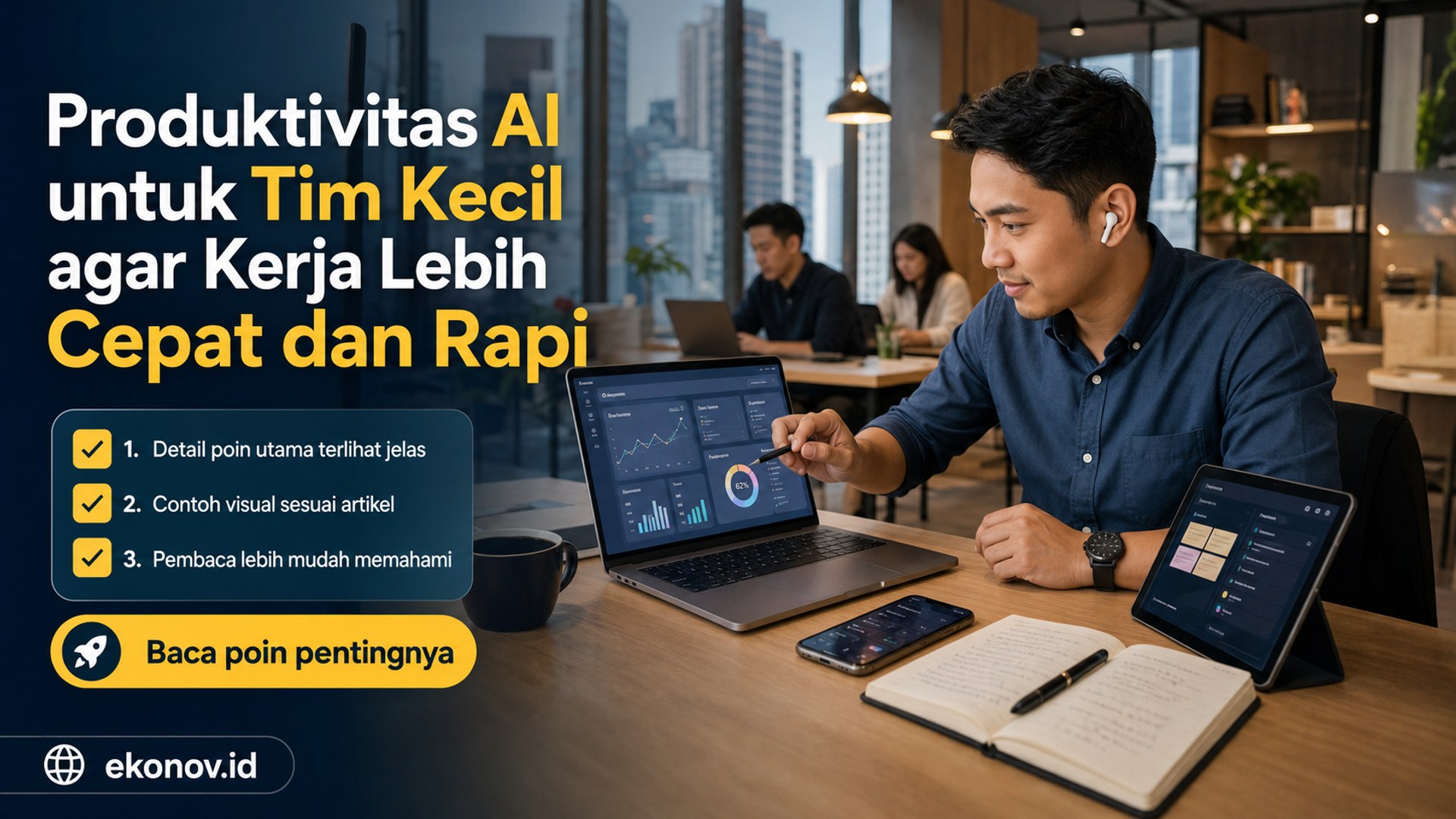 Ilustrasi cara scale up bisnis umkm - Produktivitas AI untuk Tim Kecil agar Kerja Lebih Cepat dan Rapi