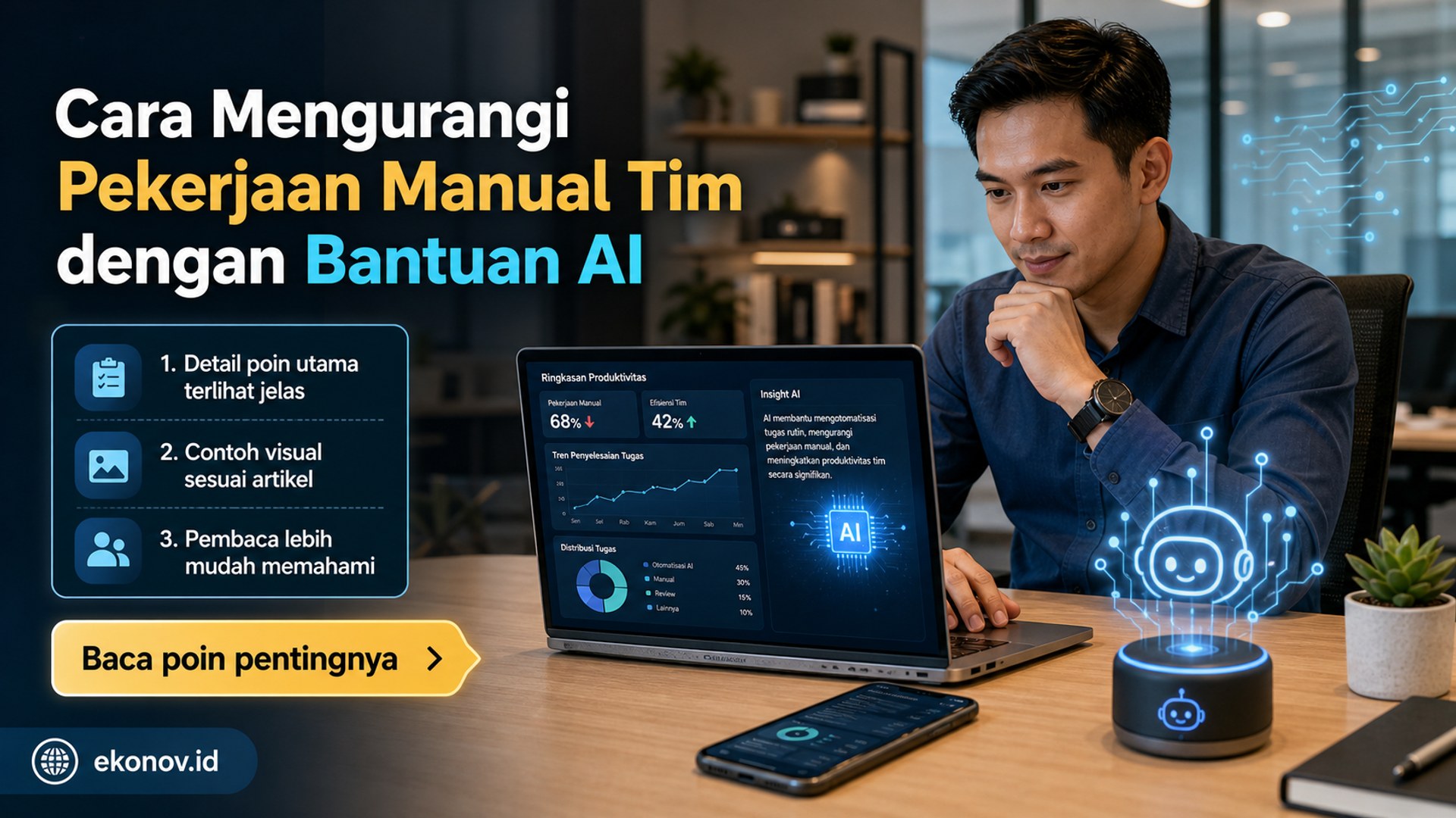 Ilustrasi cara scale up bisnis umkm - Cara Mengurangi Pekerjaan Manual Tim dengan Bantuan AI