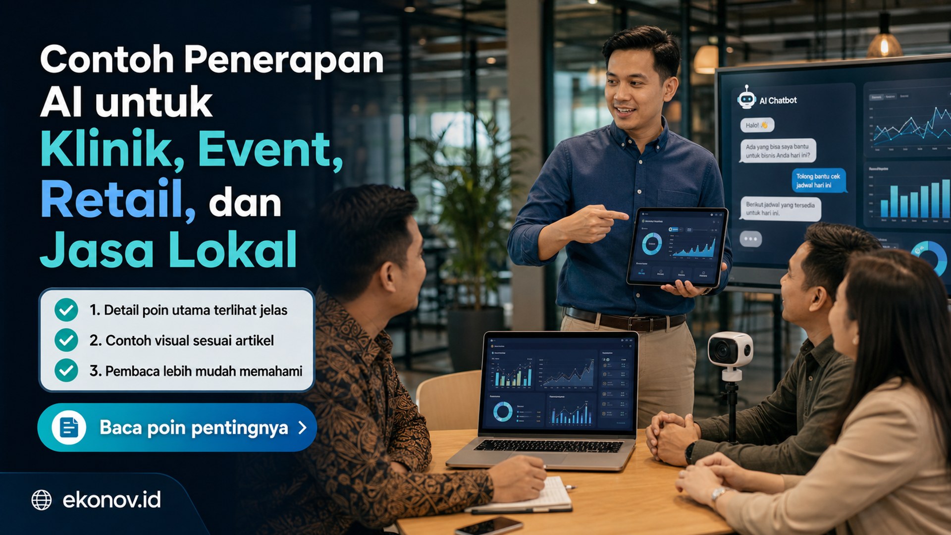 Ilustrasi cara scale up bisnis umkm - Contoh Penerapan AI untuk Klinik, Event, Retail, dan Jasa Lokal