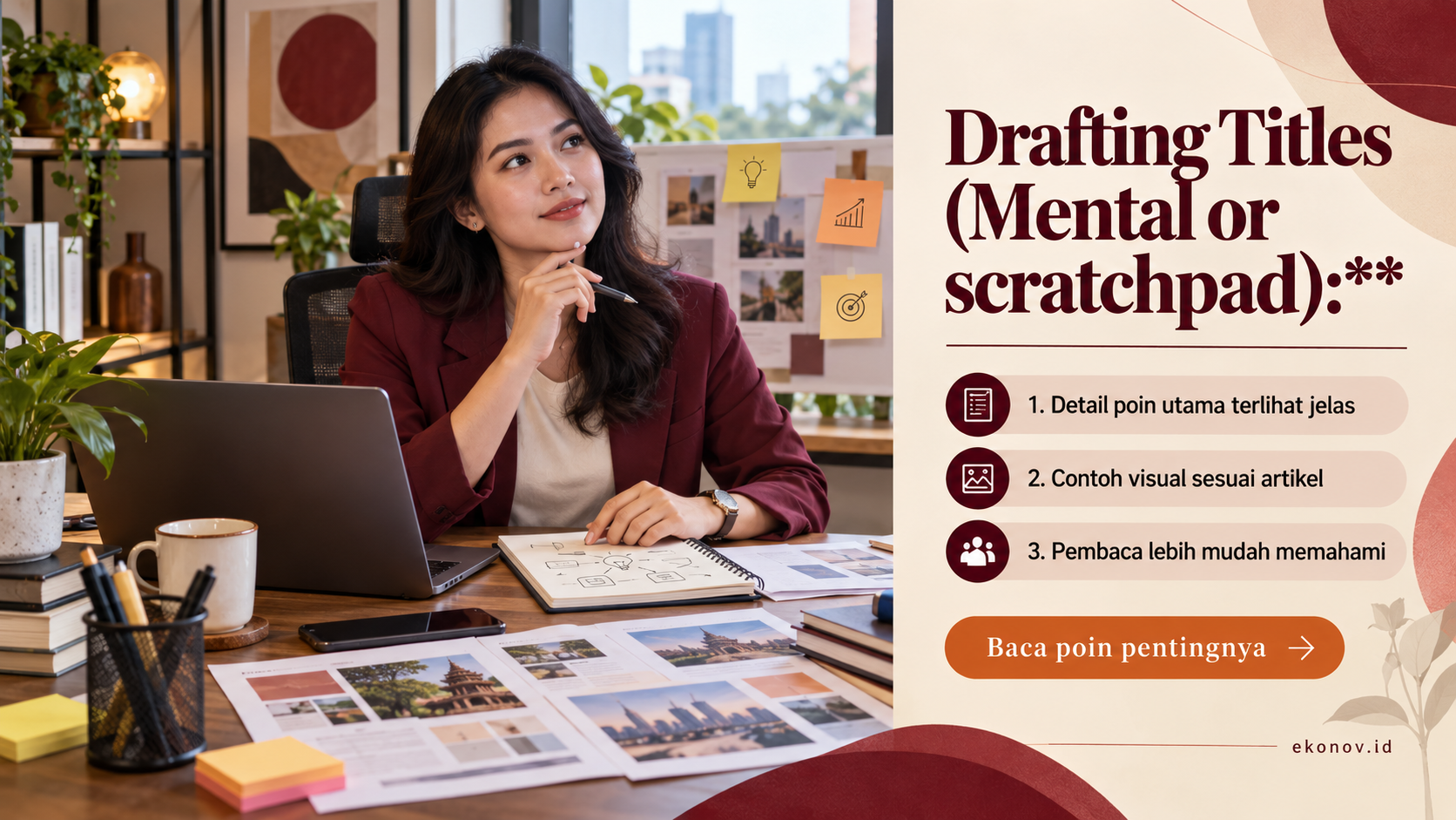 Ilustrasi cara mendapatkan pelanggan dari google - Drafting Titles (Mental or scratchpad):**